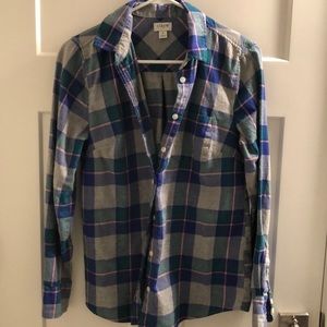 J Crew plaid button up, collared and long sleeves
